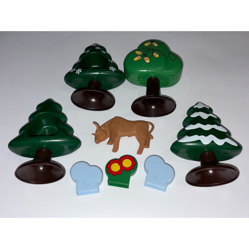 Playmobil 1.2.3‎ Trees Brown Bull Flower Patch And Two Clouds Lot